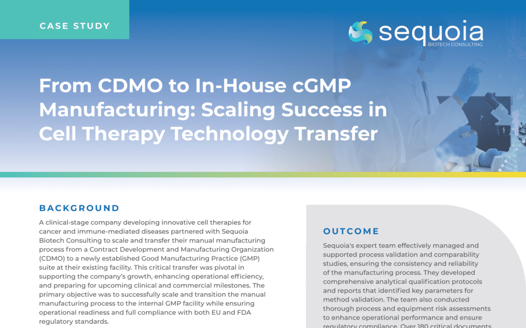 From CDMO to In-House cGMP Manufacturing: Scaling Success in Cell Therapy Technology Transfer